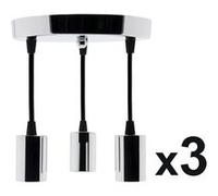 Zenitech - Lot de 3 kits de suspension triple déco métal chromé + cordon 1m - Elexity G