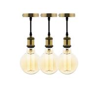 Zenitech - Lot de 3 kits de suspension vintage avec câble textile et ampoules filament carbone Petit globe