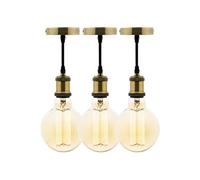 Zenitech - Lot de 3 kits de suspension vintage avec câble textile et ampoules filament carbone Petit globe