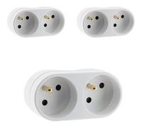 Zenitech - Lot de 3 multiprises biplites pour façade 16A - Blanc Blanc