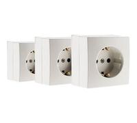 Zenitech, Prise Schuko 16A Blanc, Lot de 3, Compatible Moulures Standard, Mécanisme Détachable, Installation Rapide et Facile, Montage en Surface,Appareils Électriques Domestiques et Professionnels