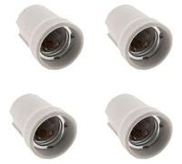 Zenitech - Lot de 4 douilles E27 porcelaine à vis - Blanc blanc