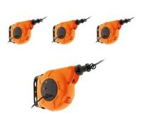 Zenitech - Lot de 4 enrouleurs muraux câble HO5VV-F 3G1mm² 11m + 2m - Orange G