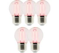 Zenitech - Lot de 5 Ampoules LED déco filament Rouge 3W E27 sphérique G