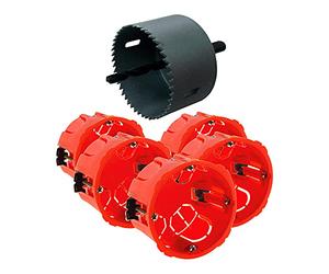 Zenitech Lot de 5 boîtes d'encastrement cloison sèche Ø67x40mm - Rouge