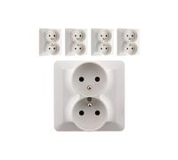 Zenitech - Lot de 5 doubles prises 2P+T 16A monoposte - blanc -