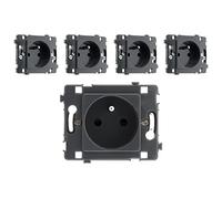 Zenitech - Lot de 5 Prises 16A 2P+T Noir Clarys