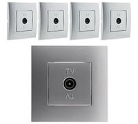 Zenitech - Lot de 5 prises TV montés module large - gris - Simplea G