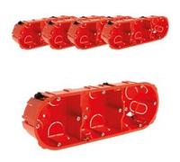 Zenitech - Lot de 5 boîtes d'encastrement placo triple entraxe 71mm - Rouge Rouge