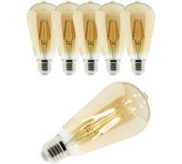 Lot de 6 ampoules Déco filament LED ambrée 4W E27 400lm 2500K - Edison