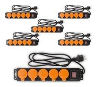 Lot de 6 blocs étanches IP44 5 prises 16A 2P+T avec clapets et interrupteur - Câble HO5RRF 3G1mm² de 1,5m Noir - Zenitech