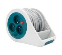 Zenitech – Mini enrouleur design, 3 prises 2P+T, 7 m – Bleu
