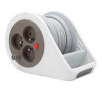 Zenitech Mini enrouleur design 3 prises 2P+T 7 m Taupe