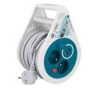 Zenitech Mini Enrouleur électrique 2 Prises et 2 USB, 7 m, Bleu | 2 prises 2P+T, 2 ports USB et câble de 7 m, format pour la maison, le bureau et les déplacements, prise française de type E