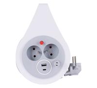 Zenitech Mini enrouleurs 2 prises 16A + 2 USB - Gris
