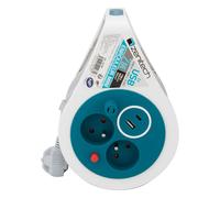 Zenitech Mini enrouleurs 2 prises 16A + 2 USB - Turquoise