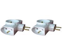 Zenitech - Multiprise 3 Prises latérale - Triplite - 3x16A - Blanc (Lot de 2)