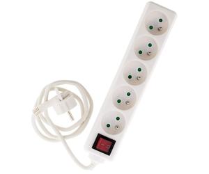 Zenitech Multiprise avec interrupteur, 5 prises blanche prise plate