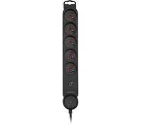 Zenitech Multiprise Bloc de 5 prises secteur en ligne IOTA - Avec interrupteur lumineux - Parafoudre - Câble de 1,4 m - Noir