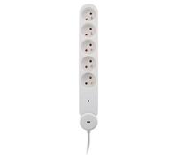 Zenitech Multiprise Bloc de 5 prises secteur en ligne IOTA - Avec interrupteur lumineux - Parafoudre - Câble de 1,4 m - Blanche