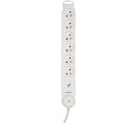 Zenitech Multiprise Bloc de 6 prises secteur en ligne IOTA - Avec interrupteur lumineux - Parafoudre - Câble de 1,4 m - Blanche