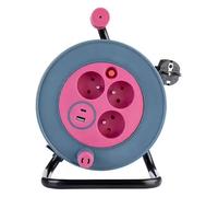 Zenitech Enrouleur Bricolage 3 Prises + 2 USB-A/C - Rose