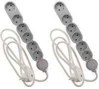 Zenitech - Multiprise + Interrupteur 6 Prises Schuko 16A - Gris (Lot de 2)