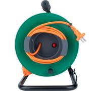 Zenitech Enrouleur sans prise 2x1,5 mm² 25 m Pied métal + coupe-circuit