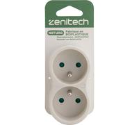 Zenitech Multiprise murale Bloc 2 prises secteur 16A Natura - Conception Bioplastique - Biplite blanche