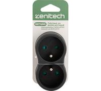 Zenitech Multiprise murale Bloc 2 prises secteur 16A Natura - Conception Bioplastique - Biplite Noire