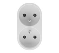 Zenitech Multiprise biplite pour façade 16A – Sécurité enfant – Norme NF – Blanc