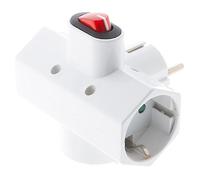 Zenitech Multiprise Murale Triplite 3 Prises 16A Schuko avec Interrupteur | Sans Câble, Branchement Direct sur Prise Murale, Blanc, Format Compact, Conforme CE, Matière Auto-Extinguible