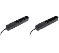 Zenitech - Multiprise parafoudre Iota 4x16A + Interrupteur - Noir (Lot de 2)