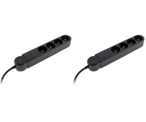Zenitech - Multiprise parafoudre Iota 4x16A + Interrupteur - Noir (Lot de 2)
