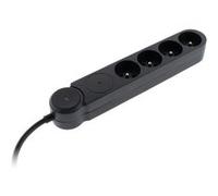 Zenitech Multiprise parafoudre Iota 4x16A avec interrupteur Noir
