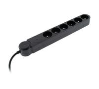 Zenitech - Multiprise parafoudre Iota 6x16A + Interrupteur - Noir