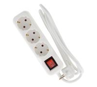 Zenitech Multiprise Schuko 3 Prises 16 A, Interrupteur, câble 1,4 m | Bloc électrique - Schuko + commande marche/arrêt 3 x 16 A, 1,4 m, blanche, Type F : prise Schuko avec contacts de terre