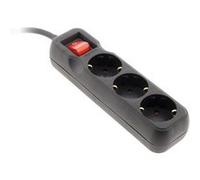 Multiprise Schuko + Interrupteur 3x16A - 1,4m - Noir - Zenitech