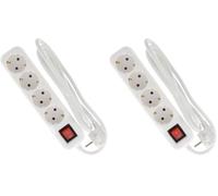Zenitech - Multiprise Schuko + Interrupteur 4x16A - 1,4m - Blanc (Lot de 2)