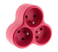 Zenitech Multiprise Triplite Triangulaire 16 A, Rouge | Triplite triangulaire 16 A avec 3 prises, finition rouge, format compact pour brancher plusieurs appareils