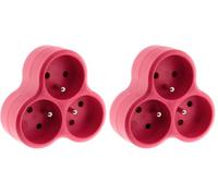 Zenitech - Multiprise Triplite Triangulaire 16A - Rouge (Lot de 2)