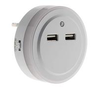 Zenitech Otio - Veilleuse LED Automatique avec 2 Ports USB - Écologique et Faible Consommation - Activation Auto/On/Off - Idéale pour Appareils Multimédias - Blanc - 2 Ports USB