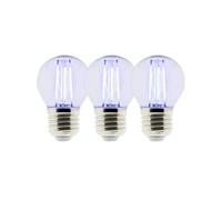 Zenitech - Pack de 3 ampoule LED déco filament - Bleu 3W E27 sphérique