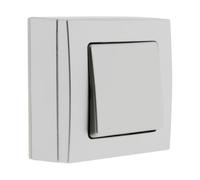 Zenitech - Poussoir Borne Auto Saillie - Compatible Moulures Standards, Installation Sans Vis, Fixation Trous Oblongs, Câblage Bornes Automatiques - Certifié NF/CE - Gris