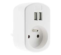 Zenitech, Prise 16A 2P+T avec 2 Ports USB 3,4A - Blanc - Rechargez vos appareils USB tout en utilisant une prise 2P+T - Certifié CE - Idéal pour la maison et le bureau