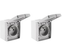 Zenitech Prise 16A 2P+T étanche IP55 - Gris - Orok (Lot de 2)