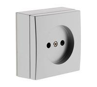 Zenitech - Prise 2P 10A Saillie Bel'Vue - Gris Chrome - Sans Vis Apparente, Compatible Moulures - Fixation Trous Oblongs, Mécanisme Désolidarisable - Normes NF et CE - Pré-Perçage Câbles