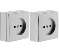Zenitech - Prise 2P 10A Saillie Bel'Vue - Gris Chrome - Sans Vis Apparente, Compatible Moulures - Fixation Trous Oblongs, Mécanisme Désolidarisable - Normes NF et CE - Pré-Perçage Câbles