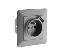 Zenitech - Prise 2P+T 16A avec port USB 2,4A Titanium - Artezo