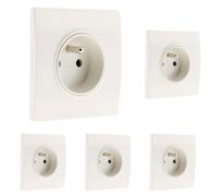 Zenitech Prise 2P+T 16A borne-Auto + Griffes - Blanc - Diwone (Lot de 5)